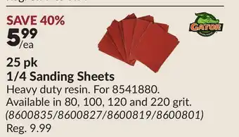 Princess Auto 25 pk 1/4 Sanding Sheets offer