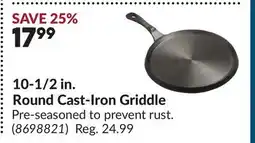 Princess Auto 10-1/2 in. Round Cast-Iron Griddle offer