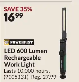 Princess Auto LED 600 Lumen Rechargeable Work Light offer