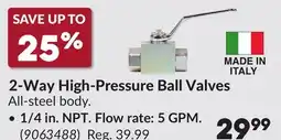 Princess Auto 2-Way High-Pressure Ball Valves All-steel body offer