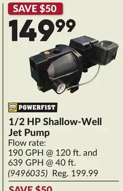 Princess Auto 1/2 HP Shallow-Well Jet Pump offer
