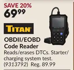 Princess Auto OBDII/EOBD Code Reader offer