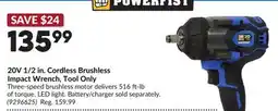 Princess Auto 20V 1/2 in. Cordless Brushless Impact Wrench, Tool Only offer