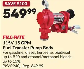 Princess Auto 115V 15 GPM Fuel Transfer Pump Body offer