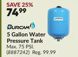 Princess Auto 5 Gallon Water Pressure Tank offer