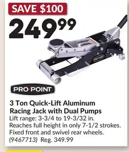 Princess Auto 3 Ton Quick-LiftAluminum Racing Jack with Dual Pumps offer