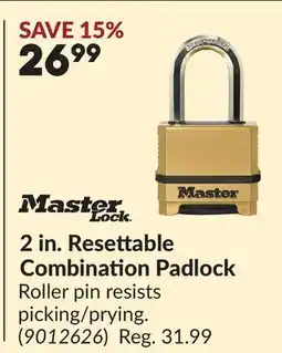 Princess Auto 2 in. Resettable Combination Padlock offer