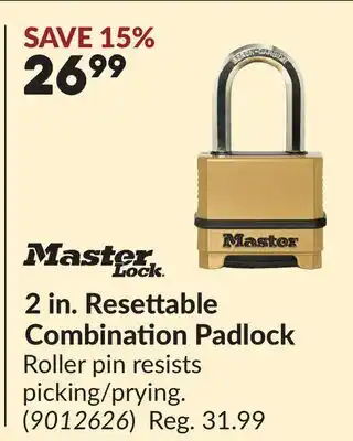 Princess Auto 2 in. Resettable Combination Padlock offer