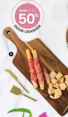 Stokes Avery Wood Serving Board with 3 Golden Knives offer