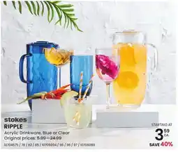Stokes Acrylic Drinkware, Blue or Clear offer