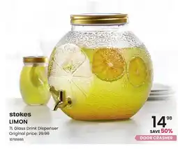 Stokes LIMON 7L Glass Drink Dispenser offer