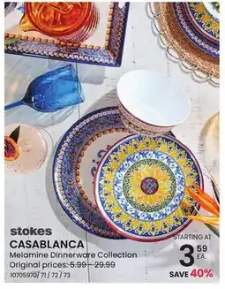 Stokes CASABLANCA Melamine Dinnerware Collection offer