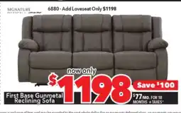 Surplus Furniture First Base Gunmetal Reclining Sofa offer