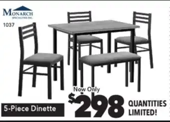 Surplus Furniture Grey & Black 5-Piece Dinette with Bench offer