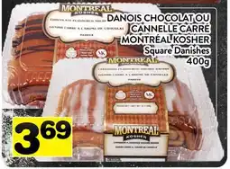 Supermarché PA DANOIS CHOCOLAT OU CANNELLE CARRÉ MONTRÉAL KOSHER | Square Danishes offer