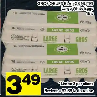 Supermarché PA GROS OEufs BLANCs NUTRI | Large White Eggs offer
