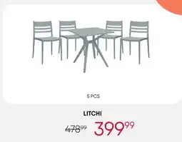 Meubles RD Litchi - Outdoor Resin Dining Set with 1 Square Table and 4 Stackable Chairs - Grey offer