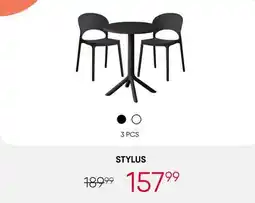 Meubles RD Stylus - Indoor/Outdoor Resin Dining Set with Round Table and 2 Stackable Chairs – Black offer
