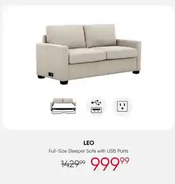 Meubles RD Leo - Full-Size Sleeper Sofa with USB Ports offer