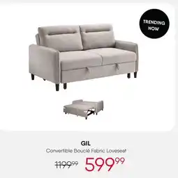 Meubles RD Gil - Convertible Bouclé Fabric Loveseat offer