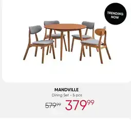 Meubles RD Mandville - Round Dining Table with 4 Chairs - Grey offer