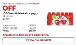 Costco IÖGO nanö drinkable yogurt offer