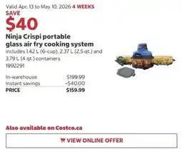 Costco Ninja Crispi portable glass air fry cooking system offer