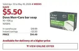 Costco Dove Men+Care bar soap offer