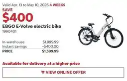 Costco EBGO E-Volve electric bike offer