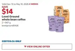 Costco Level Ground whole bean coffee offer