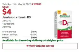 Costco Jamieson vitamin D3 offer
