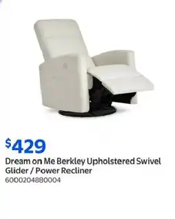 Walmart Dream on Me Berkley Upholstered Swivel Glider/Power Recliner offer