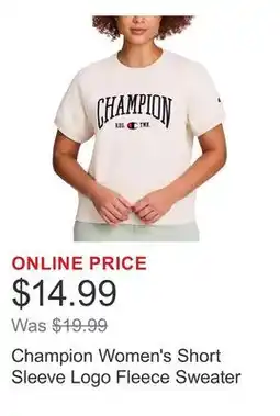 Costco Champion Women's Short Sleeve Logo Fleece Sweater offer