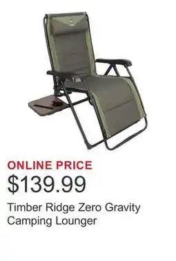 Costco Timber Ridge Zero Gravity Camping Lounger offer