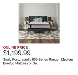 Costco Sealy Posturepedic 800 Series Raegen Medium Eurotop Mattress or Set offer
