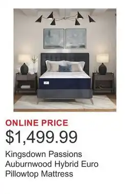 Costco Kingsdown Passions Auburnwood Hybrid Euro Pillowtop Mattress offer