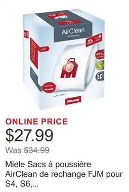 Costco Miele Sacs à poussière AirClean de rechange FJM pour S4, S6, Compact C1, Compact C2, paquet de 8 offer