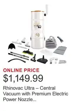Costco Rhinovac Ultra – Central Vacuum with Premium Electric Power Nozzle - 659 Airwatts offer