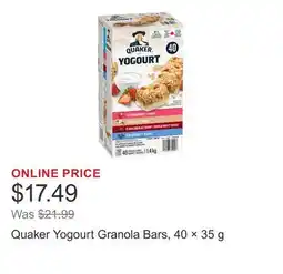 Costco Quaker Yogourt Granola Bars, 40 × offer