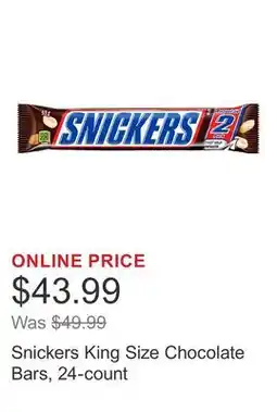 Costco Snickers King Size Chocolate Bars, 24-count offer
