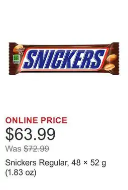 Costco Snickers Regular, 48 × 52 g (1.83 oz) offer