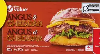 Giant Tiger Giant Value burgers offer