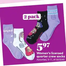 Giant Tiger Women's licensed quarter crew socks offer