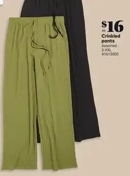 Giant Tiger Crinkled pants offer