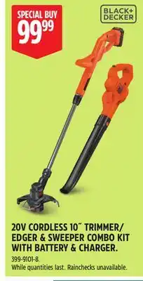 Canadian Tire Black & Decker 20V CORDLESS 10 TRIMMER/ EDGER & SWEEPER COMBO KIT WITH BATTERY & CHARGER offer