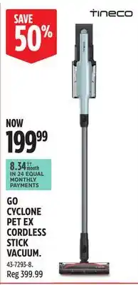Canadian Tire Tineco GO CYCLONE PET EX CORDLESS STICK VACUUM offer