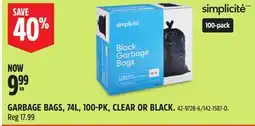 Canadian Tire GARBAGE BAGS, 74L, 100-PK, CLEAR OR BLACK offer