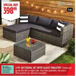 Canadian Tire 3-PC SECTIONAL SET WITH GLASS TABLETOP offer