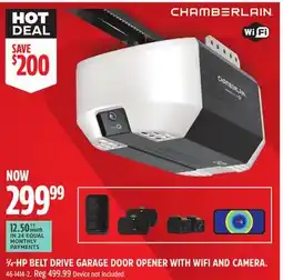 Canadian Tire Chamberlain 3⁄4-HP BELT DRIVE GARAGE DOOR OPENER WITH WIFI AND CAMERA offer