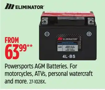 Canadian Tire Eliminator Powersports AGM Batteries offer